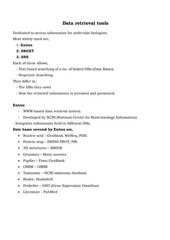 Data retrieval tools