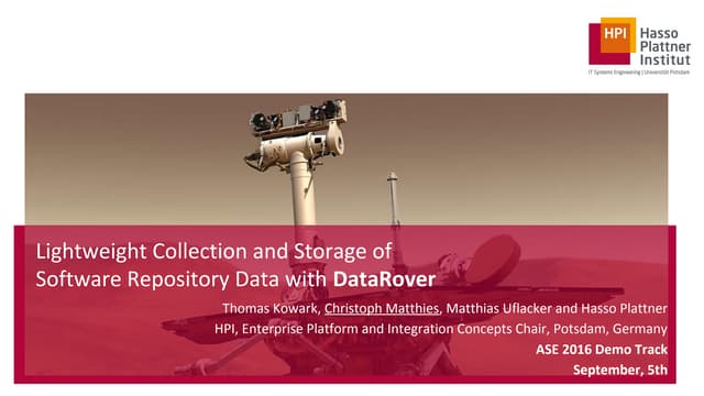 Lightweight Collection and Storage of  Software Repository Data with DataRover