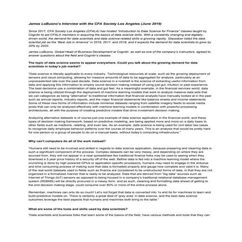 Data Science for Finance Interview. 