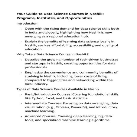 Comprehensive Data Science Course in Nashik: From Basics to Expertise