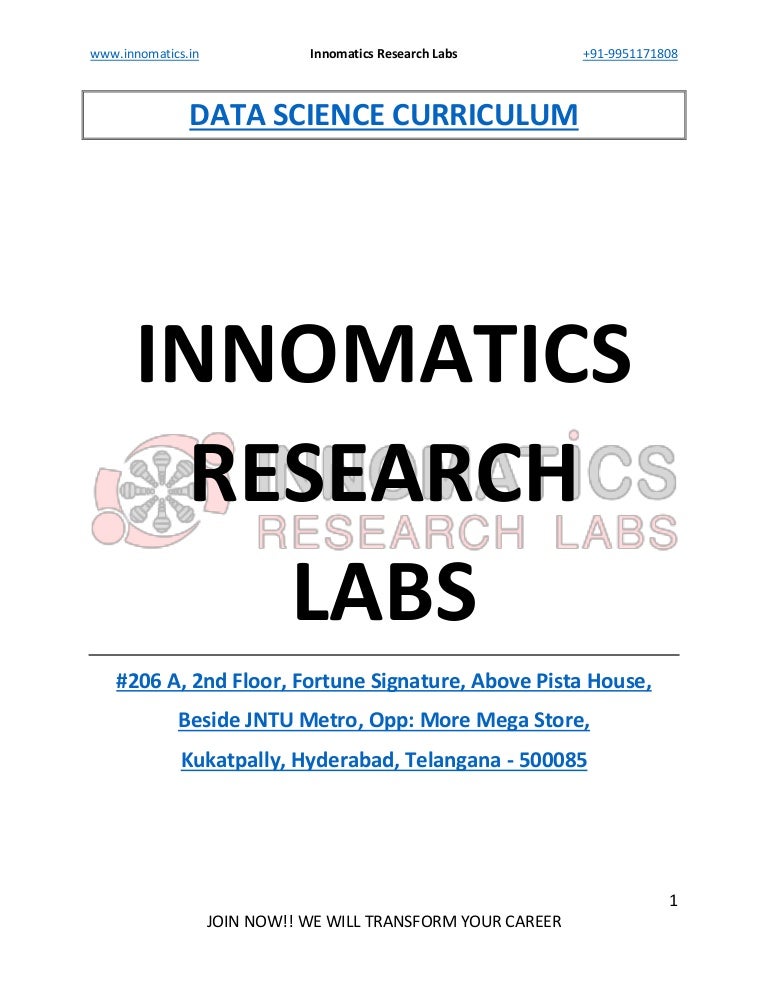 curriculum for data science