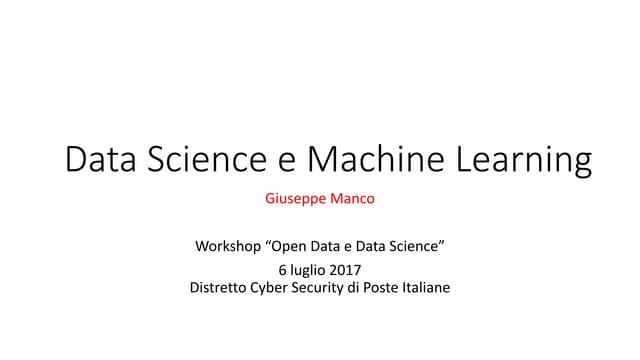 Data science e machine learning