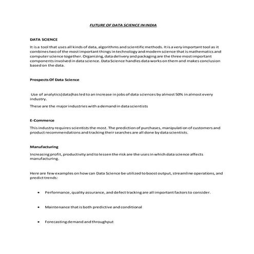 FUTURE OF DATA SCIENCE IN INDIA