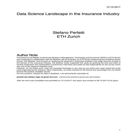 Data science landscape in the insurance industry