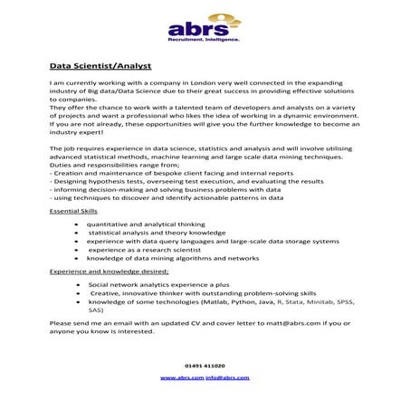 Data scientist, data analyst