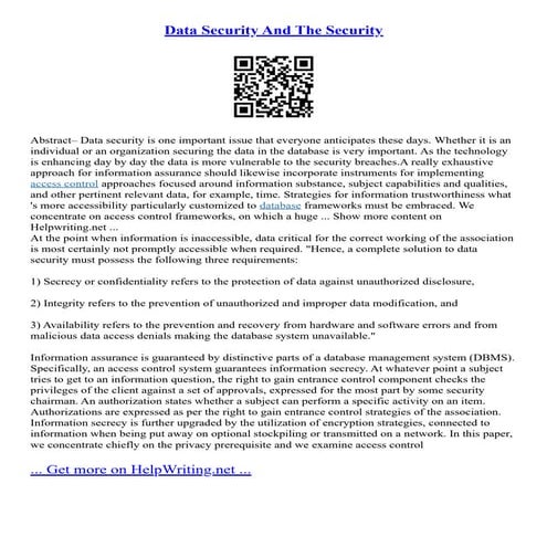 Data Security And The Security