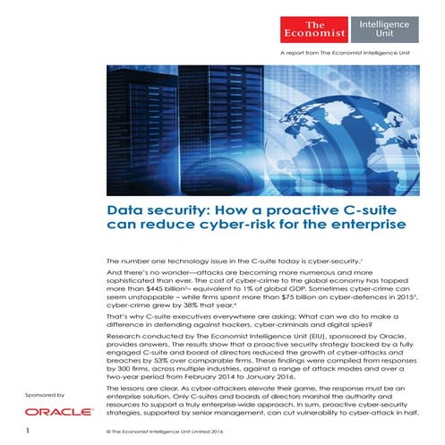 Data security: How a proactive C-suite can reduce cyber-risk for the enterprise