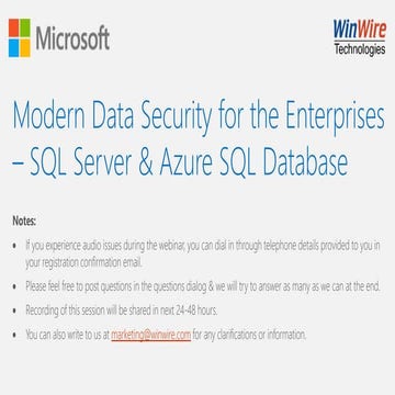 Modern Data Security for the Enterprises – SQL Server & Azure SQL ...
