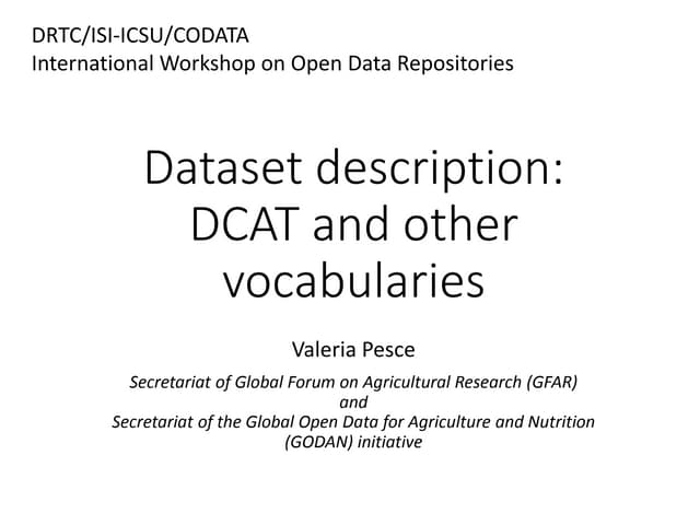 Dataset description: DCAT and other vocabularies