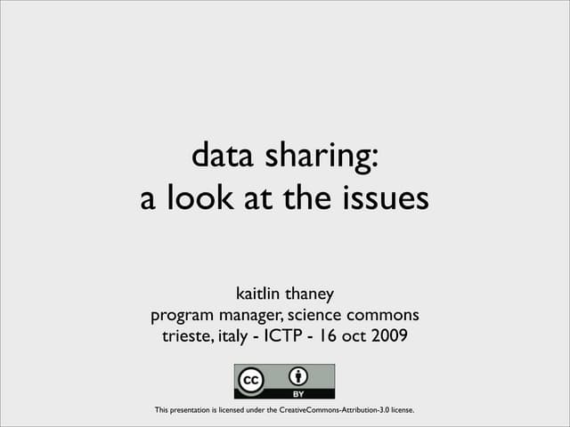 Data sharing:  a look at the issues - Trieste