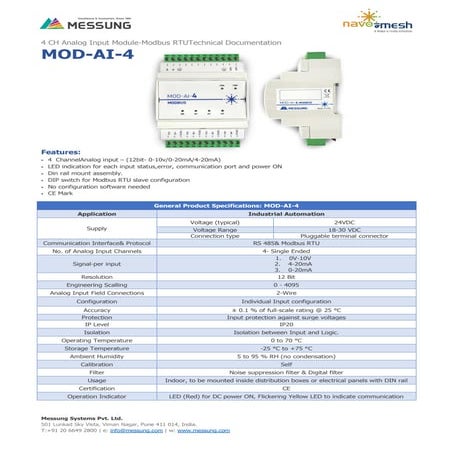 4 CH Analog Input Module -MOD-AI-4 | PDF