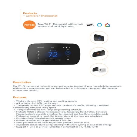 Tuya Wi-Fi Thermostat with Remote Sensors and Humidity Control Features ...