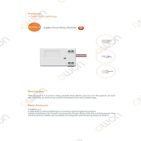 OWON ZigBee Smart Relay Module (10A) SLC601 | PDF