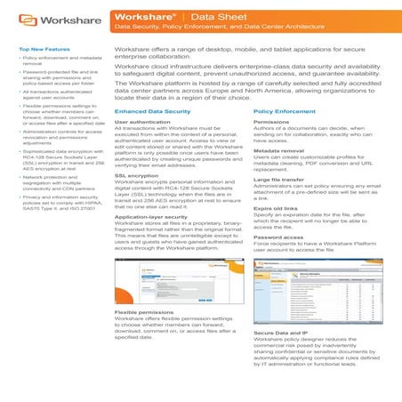 Data sheet   workshare data security, policy enforcement, and data center arc...