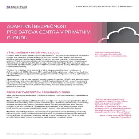 Adaptivní bezpečnost pro datová centra v privátním cloudu
