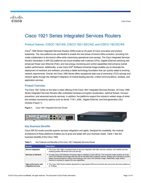 Cisco router 1941 series datasheet | PDF