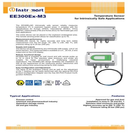 Datasheet EE300Ex -  Intrinsically Safe Humidity and Temperature Transmitter for Hazardous Areas INSTROMART
