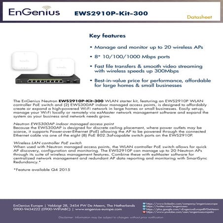 Datasheet EWS2910P-Kit-300