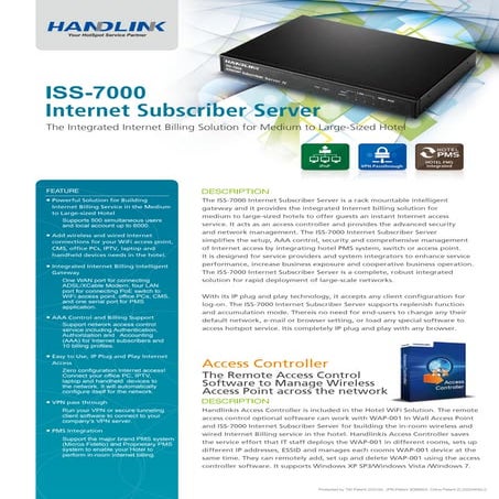 Handlink ISS-7000 Datasheet 