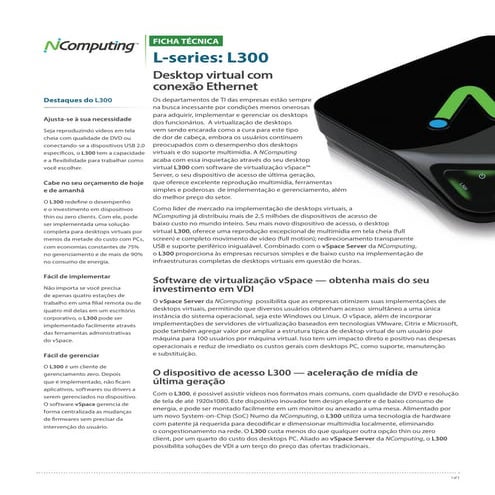 L-series: L300 Desktop virtual com conexão Ethernet | PDF