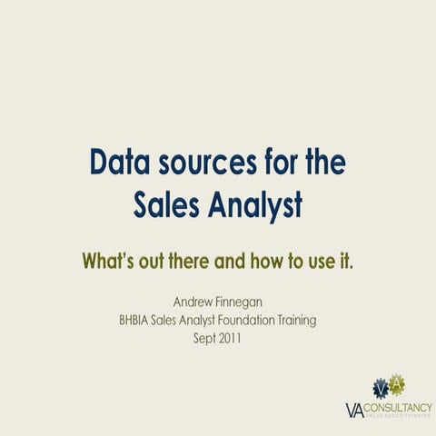 Data sources for UK Pharma Sales Analysts - Overview