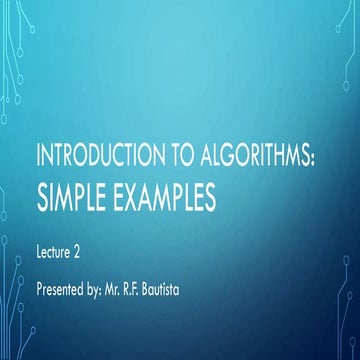 Introduction to Algorithms: Simple Examples and Programming Basics | PDF