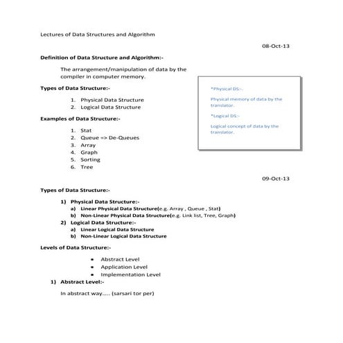 Data structures and algorithm | DOCX