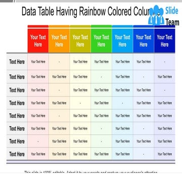 Data Table Having Rainbow Colored Columns