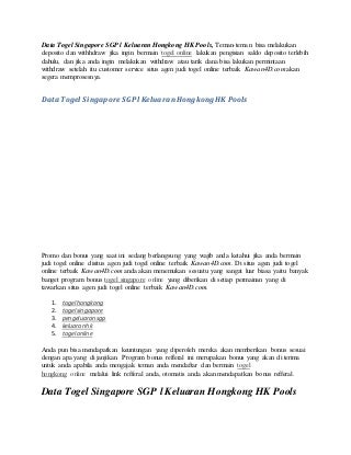 pasang judi togel singapore