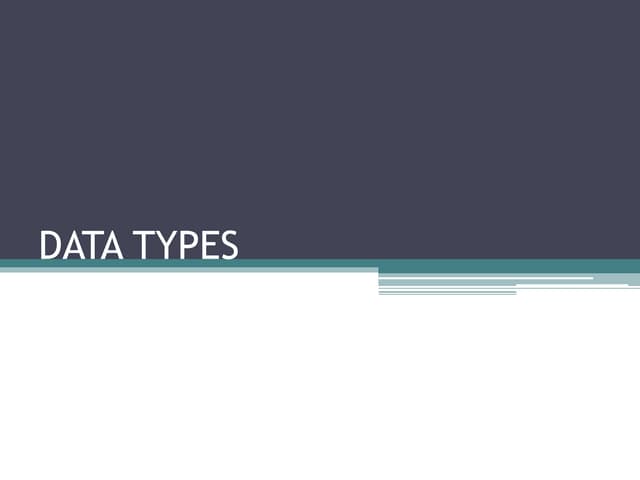 Data Types | PPT