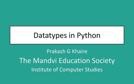 Data types in python | PPT