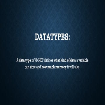 Data types in , decision and looping statements, arrays
