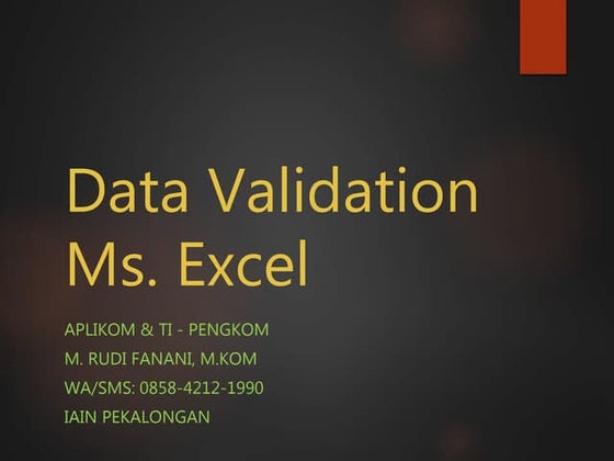 Fungsi data validation di excel | PDF