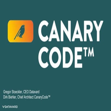 DataVard SAPPHIRE Presentation - Canary Code (TM)