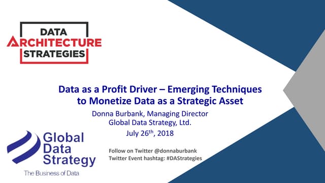 Data as a Profit Driver – Emerging Techniques to Monetize Data as a Strategic...