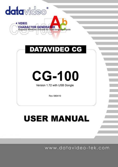 Datavideo CG-100 Character Generator Software SD Versio