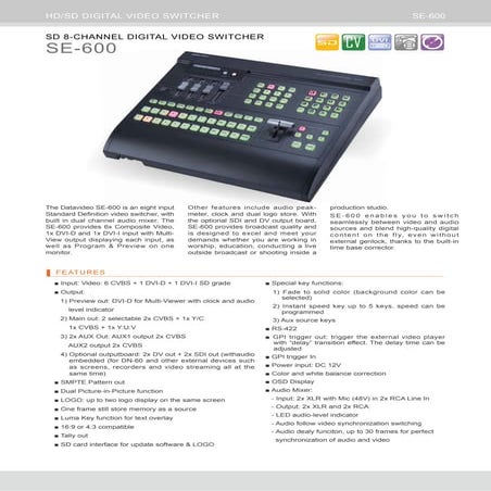 Datavideo SE-600 Brochure