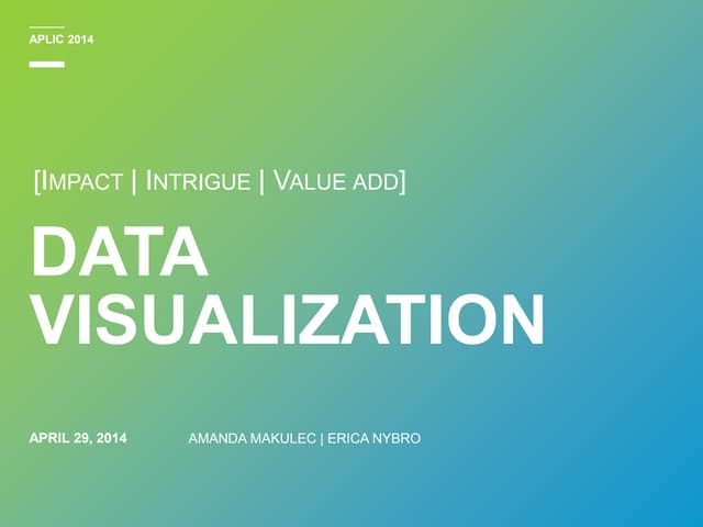 Data Visualization: Impact, Intrigue, Value Add for APLIC 2014
