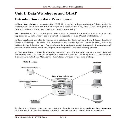 Data Warehose and Data Mining Unit I.docx