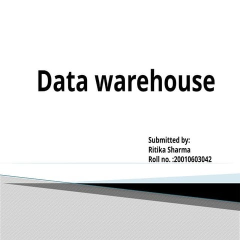 Data Warehouse: Concepts and Architecture