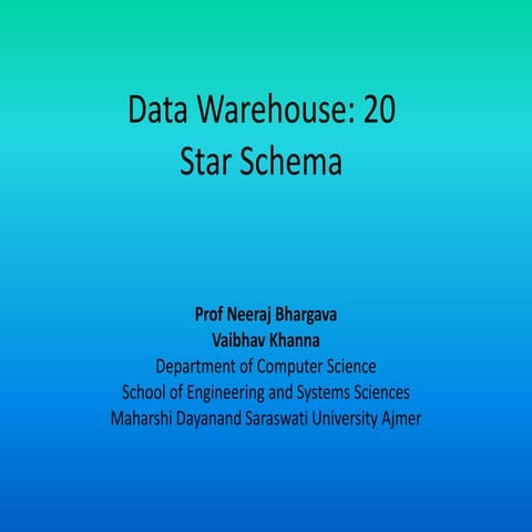 Data warehouse 20 star schema