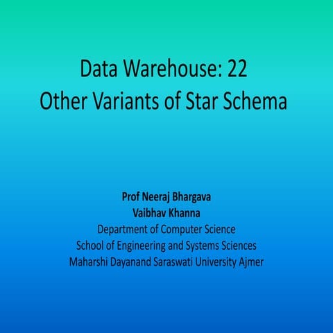 Data warehouse 21 other varients of star schema