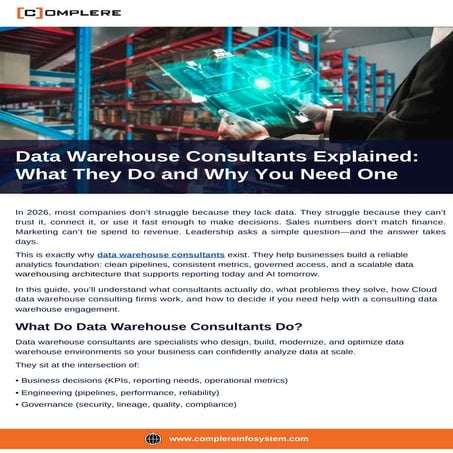 Data Warehouse Consultants Explained What They Do and Why You Need One ...