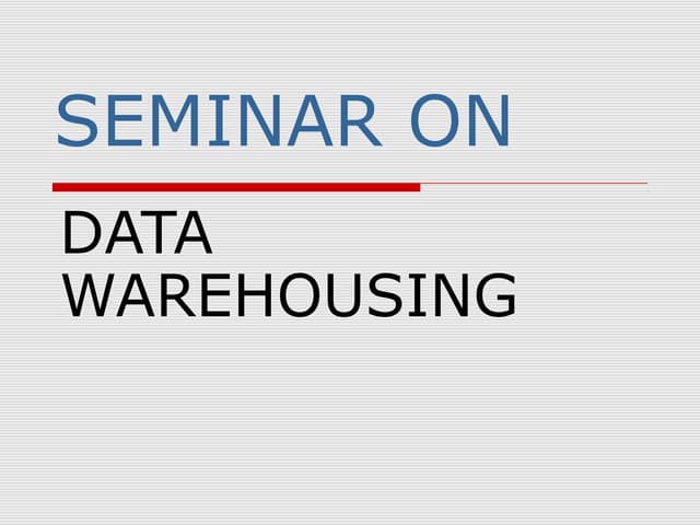 Data warehouseing