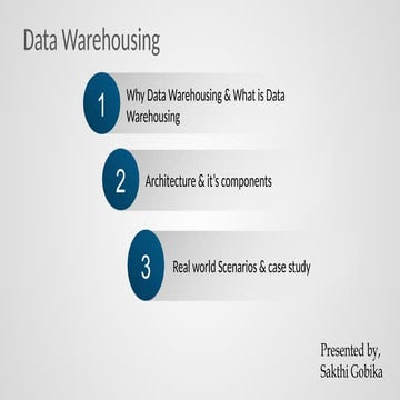 Data Warehousing and Data Modeling ppt done by sakthi gopika | PPTX