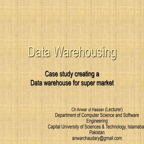 Intro to Data warehousing   lecture 15