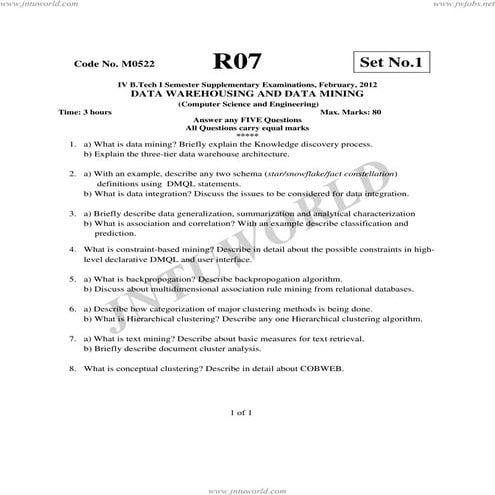 Data warehousing and data mining