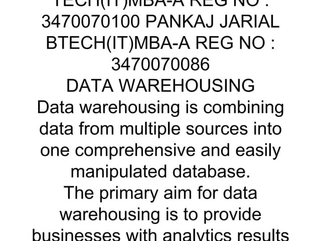 Data Warehousing And Data Mining   Presentation Transcript