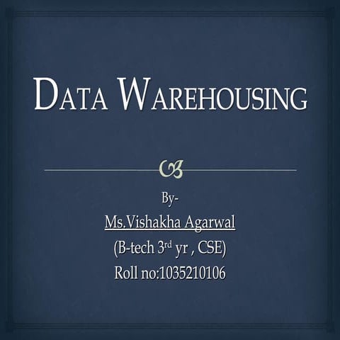 Data Mining and WareHousing | PPT