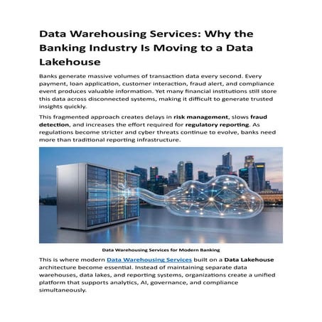 Data Warehousing Services for Modern Banking | PDF